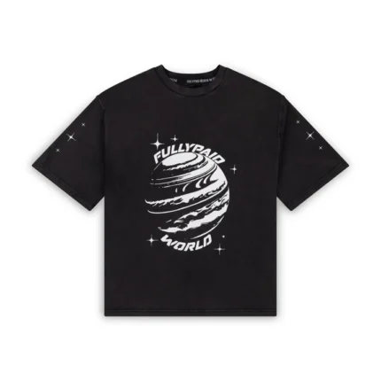 WORLD BLACK ACID WASH T SHIRT